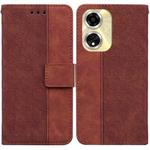 For OPPO A59 5G / A2M Geometric Embossed Leather Phone Case(Brown)