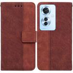 For OPPO Reno11 F Global Geometric Embossed Leather Phone Case(Brown)
