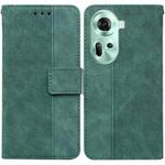 For OPPO Reno11 Global Geometric Embossed Leather Phone Case(Green)
