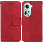 For OPPO Reno11 Global Geometric Embossed Leather Phone Case(Red)