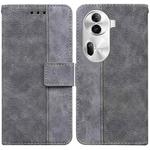 For OPPO Reno11 Pro 5G Global Geometric Embossed Leather Phone Case(Grey)