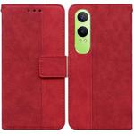 For OPPO K12x Geometric Embossed Leather Phone Case(Red)