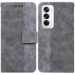 For OPPO Reno12 5G Global Geometric Embossed Leather Phone Case(Grey)