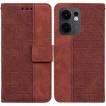 For OPPO Reno13 F 4G / 5G Geometric Embossed Leather Phone Case(Brown)