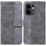 For OPPO Reno13 F 4G / 5G Geometric Embossed Leather Phone Case(Grey)