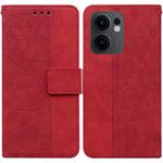 For OPPO Reno13 F 4G / 5G Geometric Embossed Leather Phone Case(Red)