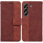 For Tecno Camon 40 Pro 4G Geometric Embossed Leather Phone Case(Brown)