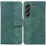 For Tecno Camon 40 Pro 4G Geometric Embossed Leather Phone Case(Green)
