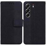 For Tecno Camon 40 Pro 4G Geometric Embossed Leather Phone Case(Black)