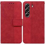 For Tecno Camon 40 Pro 4G Geometric Embossed Leather Phone Case(Red)