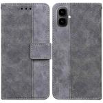 For Tecno Pop 10 / Spark Go 2 4G Geometric Embossed Leather Phone Case(Grey)