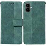 For Tecno Pop 10 / Spark Go 2 4G Geometric Embossed Leather Phone Case(Green)