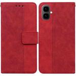 For Tecno Pop 10 / Spark Go 2 4G Geometric Embossed Leather Phone Case(Red)