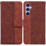 For Samsung Galaxy S23 FE 5G Geometric Embossed Leather Phone Case(Brown)