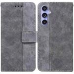 For Samsung Galaxy S23 FE 5G Geometric Embossed Leather Phone Case(Grey)