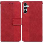 For Samsung Galaxy M34 5G/F34 5G Geometric Embossed Leather Phone Case(Red)