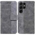 For Samsung Galaxy S24 Ultra 5G Geometric Embossed Leather Phone Case(Grey)