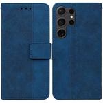 For Samsung Galaxy S24 Ultra 5G Geometric Embossed Leather Phone Case(Blue)