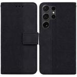 For Samsung Galaxy S24 Ultra 5G Geometric Embossed Leather Phone Case(Black)