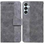 For Samsung Galaxy M15/F15 Geometric Embossed Leather Phone Case(Grey)