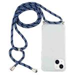 For iPhone 15 Four-Corner Shockproof Transparent TPU Case with Lanyard(Blue White)