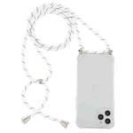 For iPhone 15 Pro Four-Corner Shockproof Transparent TPU Case with Lanyard(White Black)