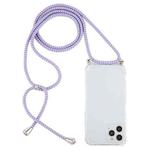 For iPhone 15 Pro Four-Corner Shockproof Transparent TPU Case with Lanyard(Purple Blue Yellow)