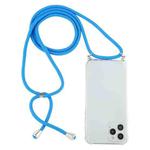For iPhone 15 Pro Four-Corner Shockproof Transparent TPU Case with Lanyard(Blue)