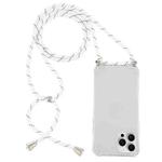 For iPhone 16 Pro Max Four-Corner Shockproof Transparent TPU Case with Lanyard(White Black)