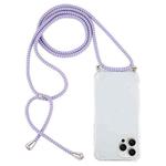 For iPhone 16 Pro Four-Corner Shockproof Transparent TPU Case with Lanyard(Purple Blue Yellow)