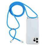 For iPhone 16 Pro Four-Corner Shockproof Transparent TPU Case with Lanyard(Blue)