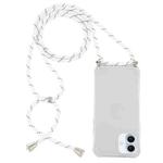 For iPhone 16 Plus Four-Corner Shockproof Transparent TPU Case with Lanyard(White Black)