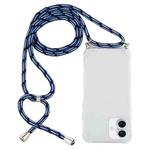 For iPhone 16 Plus Four-Corner Shockproof Transparent TPU Case with Lanyard(Blue White)