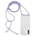 For iPhone 16 Plus Four-Corner Shockproof Transparent TPU Case with Lanyard(Purple Blue Yellow)