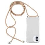 For iPhone 16 Plus Four-Corner Shockproof Transparent TPU Case with Lanyard(Gold)