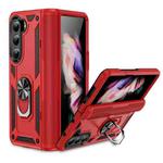 For Samsung Galaxy Z Fold5 Shockproof TPU + PC Phone Case with Protective Strap(Red)
