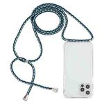 For iPhone 15 Pro Max Transparent Acrylic Airbag Shockproof Phone Protective Case with Lanyard(Green White Blue)