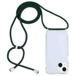 For iPhone 15 Plus Transparent Acrylic Airbag Shockproof Phone Protective Case with Lanyard(Dark Green)