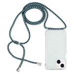 For iPhone 15 Plus Transparent Acrylic Airbag Shockproof Phone Protective Case with Lanyard(Green White Blue)