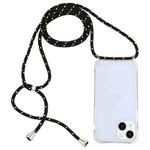 For iPhone 15 Plus Transparent Acrylic Airbag Shockproof Phone Protective Case with Lanyard(Black Green)