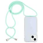 For iPhone 15 Plus Transparent Acrylic Airbag Shockproof Phone Protective Case with Lanyard(Mint Green)
