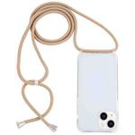 For iPhone 15 Plus Transparent Acrylic Airbag Shockproof Phone Protective Case with Lanyard(Camel)
