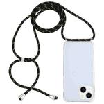 For iPhone 15 Transparent Acrylic Airbag Shockproof Phone Protective Case with Lanyard(Black Gold)
