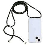 For iPhone 15 Transparent Acrylic Airbag Shockproof Phone Protective Case with Lanyard(Black Green)