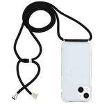 For iPhone 15 Transparent Acrylic Airbag Shockproof Phone Protective Case with Lanyard(Black)