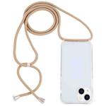 For iPhone 15 Transparent Acrylic Airbag Shockproof Phone Protective Case with Lanyard(Camel)