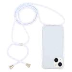 For iPhone 15 Transparent Acrylic Airbag Shockproof Phone Protective Case with Lanyard(White Gold)