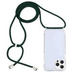 For iPhone 16 Pro Max Transparent Acrylic Airbag Shockproof Phone Protective Case with Lanyard(Dark Green)