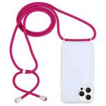 For iPhone 16 Pro Max Transparent Acrylic Airbag Shockproof Phone Protective Case with Lanyard(Rose Red)