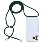 For iPhone 16 Pro Transparent Acrylic Airbag Shockproof Phone Protective Case with Lanyard(Dark Green)